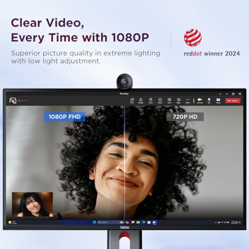 Lenovo FHD Webcam, 1080p Resolution, 30 fps, Dual Noise-Cancelling Microphones, AI Noise Cancellation and Enhanced Image Quality, Physical Privacy Shutter, Microsoft Terms Certified, Black - style: FHD
