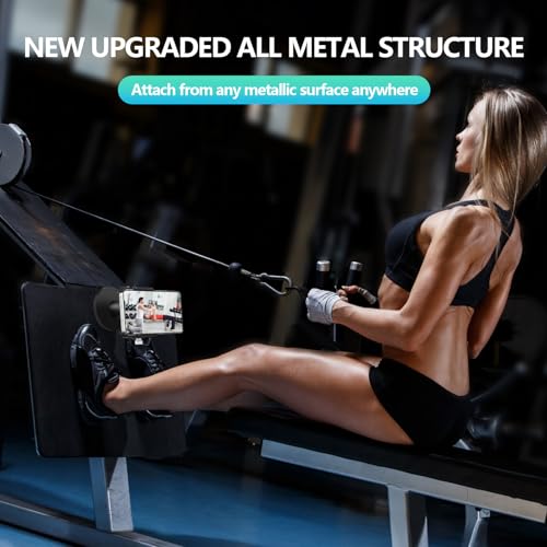 Vinkqiado Gym Magnetic Phone Holder, All Metal Magnet Base Phone Mount for Gym Equipment, Tractor, Refrigerator, Forklift, or Any Ferrous Metal Surface, Compatible with All Smartphones (Large Base) - size: 88mm Base