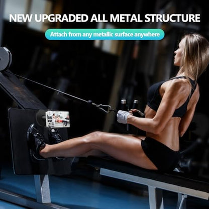 Vinkqiado Gym Magnetic Phone Holder, All Metal Magnet Base Phone Mount for Gym Equipment, Tractor, Refrigerator, Forklift, or Any Ferrous Metal Surface, Compatible with All Smartphones (Large Base) - size: 88mm Base