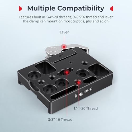 SmallRig Quick Release Mount Plate for Arca-Type, Baseplate Clamp with 1/4''-20 Threaded, 3/8''-16 Threaded and Lever - 2143B - style: Baseplate Clamp