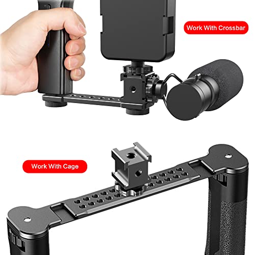 Triple Cold Shoe Mount Adapter, Cold Shoe Adapter Extension Bracket,Cold Shoe Mount Adapter with 1/4"-20 & 3/8"-16 Threads, Hot Shoe Mount for Camera DSLR Mirrorless Camcorder Mic LED Light Monitor