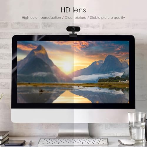 LICAEVEY HighDefinition USB Camera with Design for Clear Video Calls - Suitable for Notebooks, Desktop Computers, and Online Teaching, Black (Black)