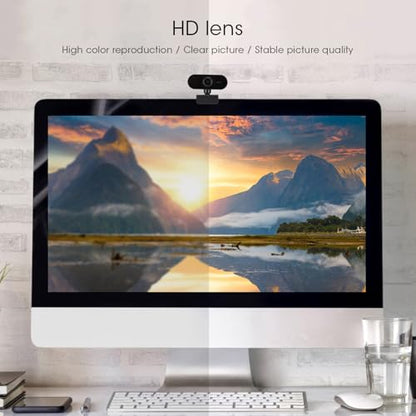 LICAEVEY HighDefinition USB Camera with Design for Clear Video Calls - Suitable for Notebooks, Desktop Computers, and Online Teaching, Black (Black)