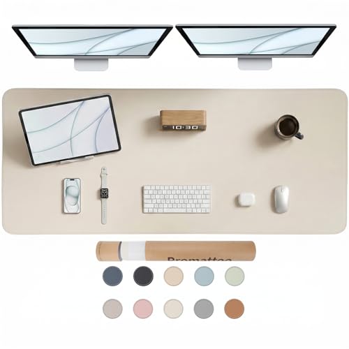 Large Desk Pad Non-Slip Desk Mat Protector for Keyboard Mouse Waterproof Vegan Leather Surface Faux Leather Laptop Mat Smooth Mouse Pad Premium Gift Tube Creamy White 55" x 23" - color: Creamy White, size: 55" x 23"