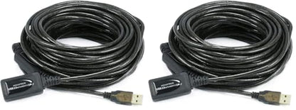 Monoprice 49ft 15M USB 2.0 A Male to A Female Active Extension/Repeater Cable (Kinect & PS3 Move Compatible Extension) (Pack of 2) - size: 1 Count (Pack of 2)
