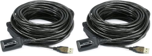 Monoprice 49ft 15M USB 2.0 A Male to A Female Active Extension/Repeater Cable (Kinect & PS3 Move Compatible Extension) (Pack of 2) - size: 1 Count (Pack of 2)