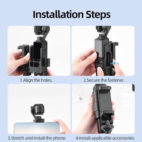 Coyktonty Phone Holder Set for DJI OSMO Pocket 3/Pocket 4 with 1/4 Threaded Hole and Cold Shoe Groove Attaches to tripods, Selfie Sticks, Fill-in Lights.