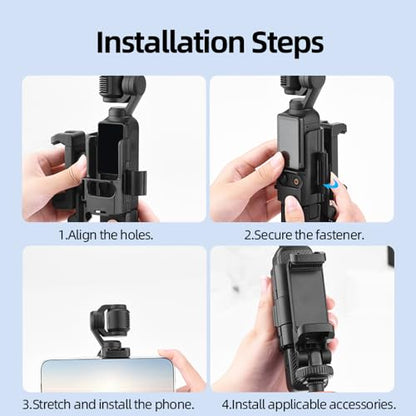 Coyktonty Phone Holder Set for DJI OSMO Pocket 3/Pocket 4 with 1/4 Threaded Hole and Cold Shoe Groove Attaches to tripods, Selfie Sticks, Fill-in Lights.