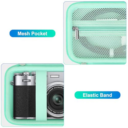 BOVKE Carrying Case for Fujifilm X100VI / X100V / X-E5 Digital Camera, Extra Mesh Pocket for Fuji Camera Accessories Charging Cables, Green - color: Green