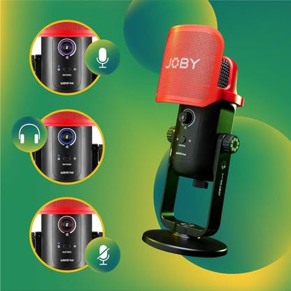 Joby Wavo POD USB Condenser PC Microphone for Streaming, Podcasting, Mute and Gain Controls, Live Monitoring, Plug & Play for PC and Mac, ASMR Microphone, Condenser Microphones