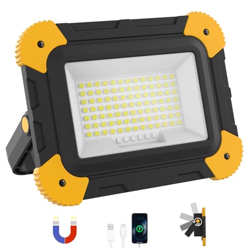 AUMIO Rechargeable Magnetic Work Light, 40W Portable LED Flood Light Battery Powered, Waterproof Work Lights Cordless Job Site Lighting 180° Rotate for Outdoor Camping Garage Mechanics, Gifts for Men - color: Magnetic 1-Pack