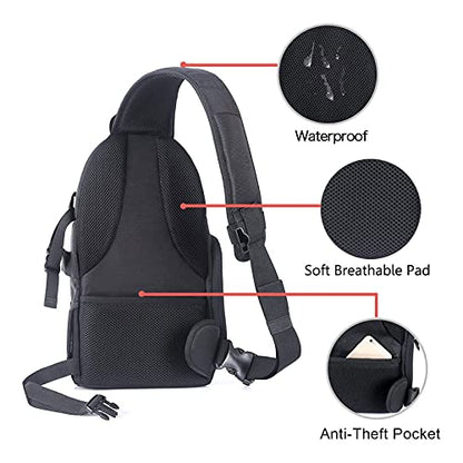 MOSISO Camera Sling Bag, DSLR/SLR/Mirrorless Camera Case Shockproof Photography Camera Backpack with Tripod Holder & Removable Modular Inserts Compatible with Canon/Nikon/Sony/Fuji, Black - color: Black