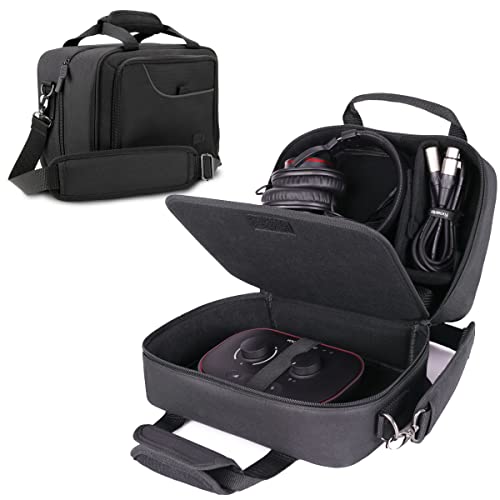 USA Gear Audio Interface Case Fits Zoom PodTrak P4, PodTrak P2, Focusrite Vocaster One, PreSonus Revelator io44 & more Podcast Interfaces - Padded Customizable Interior, Shoulder Strap (Black) - color: Black