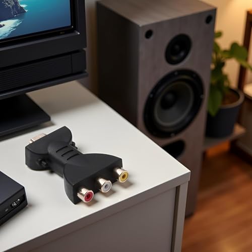 HDMI to RCA Adapter, Male to 3 Female AV Converter for HDTV DVD, Black