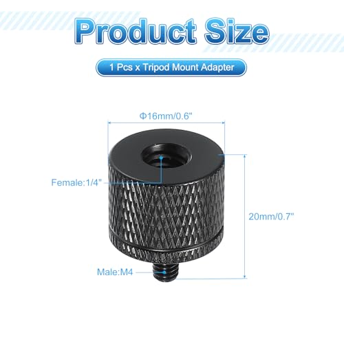 PATIKIL Tripod Screw Adapter 1/4" Female to M4 Male, Tripod Nut Connectors Camera Mount Screw Camera Double Head Converter for Microphone Holder Magic Arm Accessories - size: 1/4" to M4