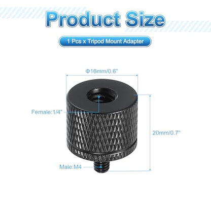 PATIKIL Tripod Screw Adapter 1/4" Female to M4 Male, Tripod Nut Connectors Camera Mount Screw Camera Double Head Converter for Microphone Holder Magic Arm Accessories - size: 1/4" to M4