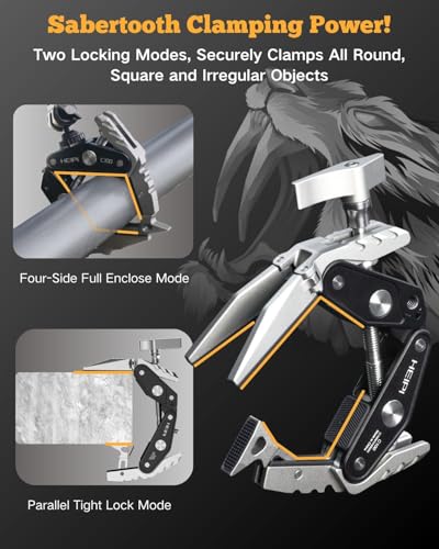 HEIPI Super Clamp Phone Camera Mount Holder 2-in-1 Clamp & Stand Design with with KF17 Monitor Ball Head & Panning Base Adapter Holder Max Clamping 3.93 inch for Tripod Accessories, DSLR Camera - style: Super Clamp with KF17 Ball Head & Panoramic Panning