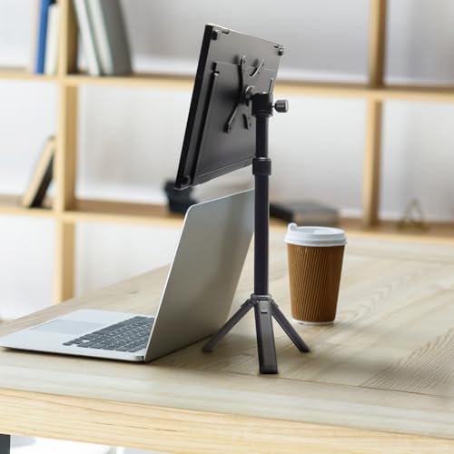 Kado Metal Portable Monitor Tablet Stand Tripod, Adjustable Height & Angle | 100x100mm 75x75mm Wall/Arm Mount Clamping, 360° Ball Head and 1/4" Screw Compact for Phone, Tablet, Projector, Camera, Webcam - style: Gray Black