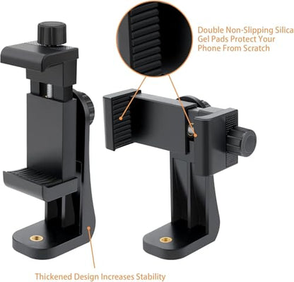 Dual-Mount Smartphone Tripod Adapter Set – Vertical & Horizontal Phone Holder with 1/4” Screw, Adjustable Clip for iPhone & Android, Tripods, Ring Lights & Selfie Sticks (2-Pack) - style: 3) 2 Pack Rotating Phone Mount