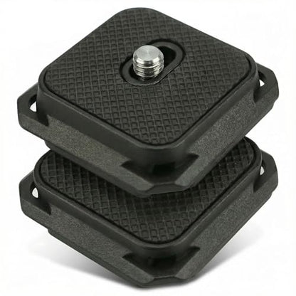 38mm Arca-Swiss Quick Release Plate 2 Pack, 4-Sided Square QR Camera Mount with Safety Pins, 1/4"-20 Screw Compatible with Peak Design Capture Clip V3, Lightweight Aluminum for Tripod, Monopod & Strap
