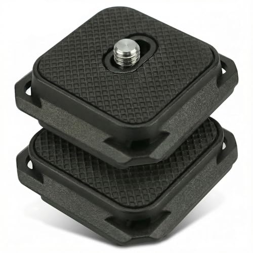 38mm Arca-Swiss Quick Release Plate 2 Pack, 4-Sided Square QR Camera Mount with Safety Pins, 1/4"-20 Screw Compatible with Peak Design Capture Clip V3, Lightweight Aluminum for Tripod, Monopod & Strap