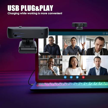 4K Webcam for PC & Laptop - Ultral HD 4K, AI Autofocus, Support DZoom and ePTZ, Built-in Noise-Canceling Mics and Slidable Privacy Cover for Business Meetings, Conferencing & Video Calls