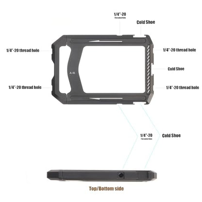 Fotga Aluminum Universal Smartphone Cage Photo Video Stabilizer with Handles Rig for iPhone 17 16 15 14 Pro Max Samsung Cell Phone Vlog Live Stream Video Recording,with Cold Shoe Tripod Mount