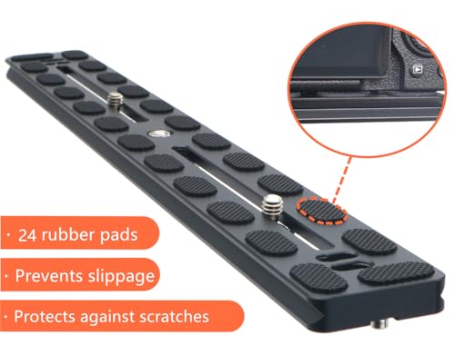 PU-350 350mm Universal Long Quick Release Plate Dual Dovetail Slide Rail with D-Ring Screw for Ball Head Tripod Mount DSLR Camera Arca Swiss Compatible