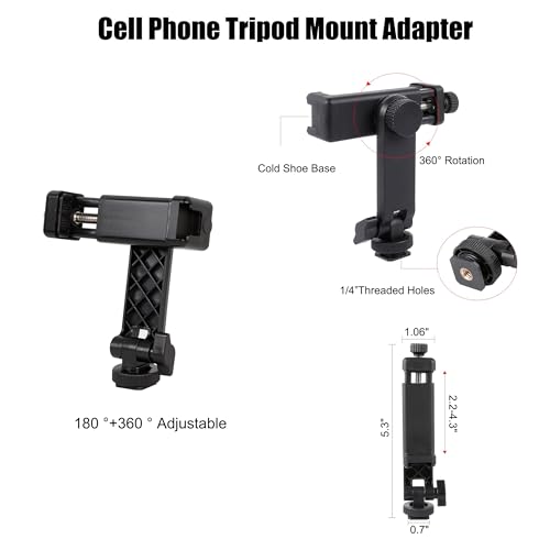 Multi-Camera Mount Rig for DJI Osmo Pocket 3 4 insta360 Luna Ultra & DSLR Digital Action Camera – Dual 1/4" Screws with Cold Shoe Mounts, Tripod Compatible, Supports Phone as Monitor