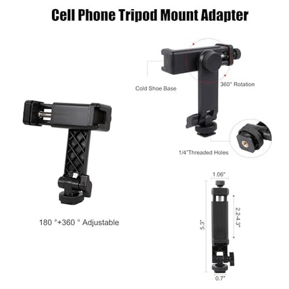 Multi-Camera Mount Rig for DJI Osmo Pocket 3 4 insta360 Luna Ultra & DSLR Digital Action Camera – Dual 1/4" Screws with Cold Shoe Mounts, Tripod Compatible, Supports Phone as Monitor