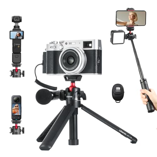 ULANZI MT-16 2-in-1 Mini Tripod Selfie Stick for iPhone Camera Mount, 360° Ball Head & Cold Shoe, Lightweight Tripod Stand for iPhone 17-12 Series/DJI Osmo/Insta360, Action Cam, Vlogging, Travel, DSLR