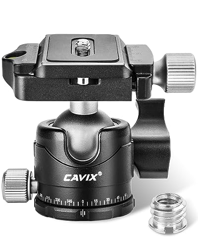 CAVIX Ball Head Mount with 1/4" Screw Arca Type Quick Release Plate 360 Degree Swivel Tripod Ball Head Loading 22lb/10kg - color: HB29A