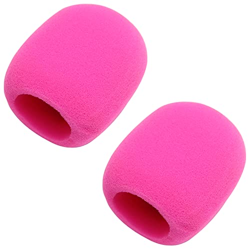 Fielect 2Pcs Microphone Covers Foam Mic Cover Handheld Microphone Windscreen Shield Mic Foam Filter Pink for KTV Broadcasting - color: Pink