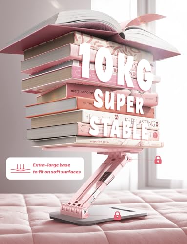 LISEN Tablet Stand for iPad Stand Holder Desk, Foldable eBook Readers Desk Accessories Fits Kindle 4-15.9" Pink - color: Pink
