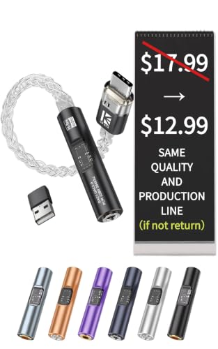 2026 Latest USB C DAC Audio Adapter with Headphone Amplifier, USB C to 3.5mm Audio Adapter for Wired Headphones, Hi-Res Type C DAC Compatible with iPhone 15, Android, Laptop & Tablet - color: Inky, size: 001