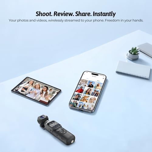 4K Vlogging Camera for YouTube, 75MP Pocket Digital Camera with 330° Rotating Gimbal Lens, Travel & Beginner Handheld Vlog Camera, WiFi Content Creator Kit with Tripod, 16GB Card