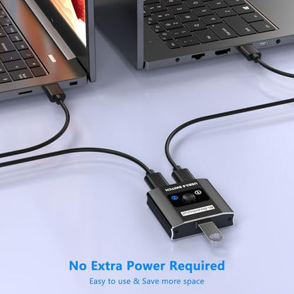 USB 3.0 Switch, Bi-Directional USB Switcher USB Splitter 1 in 2 Out/2 in 1 Out with 2 USB3.0 Cables, Aluminum USB Switcher 2 Computers Share Keyboard Mouse Printer, USB Splitter for Laptop
