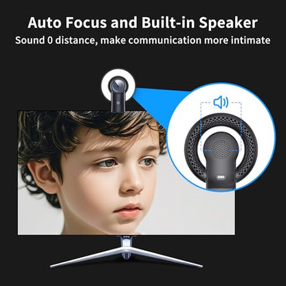 4K Webcam with Light, Web Cam with Speaker, Dual Noise Reduction Plug and Play, Web Camera for Desktop Computer, Auto-Focus, Privacy Protection, Webcam for PC Zoom Skype