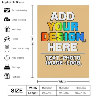 Custom Photography Cloth Design Your Own Photo Logo Text Personalized Backdrops Non-Reflective Non-Penetrating Photoshoot Background Screen Portrait Studio Photobooth Drops 56 X 79 Inches, Beige - color: Beige, size: 56"×79"