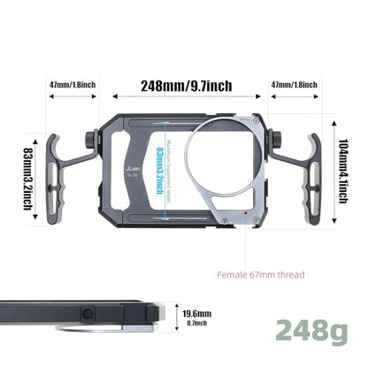 Universal Phone Cage Video Kit Stabilizer W/Handles + 67mm Thread Filter Adapter Rig for iPhone 17 16 15 14 Pro Max Samsung Cell Phone Vlog Live Stream Filmmaking, with Cold Shoe Tripod Mount