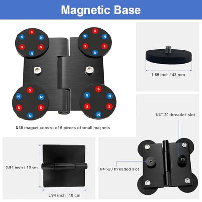 Magnetic Camera Fence Mount for Mevo Start/GoPro / Insta360 / DJI OSMO Pocket 3 / iPhone, Two 1/4"-20 Mount Points Camera Magnet Fence Holder for Recording Baseball/Softball/Tennis Games - style: One Magic Arm