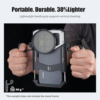 Universal Phone Cage Video Kit Stabilizer W/Handles + 67mm Thread Filter Adapter Rig for iPhone 17 16 15 14 Pro Max Samsung Cell Phone Vlog Live Stream Filmmaking, with Cold Shoe Tripod Mount