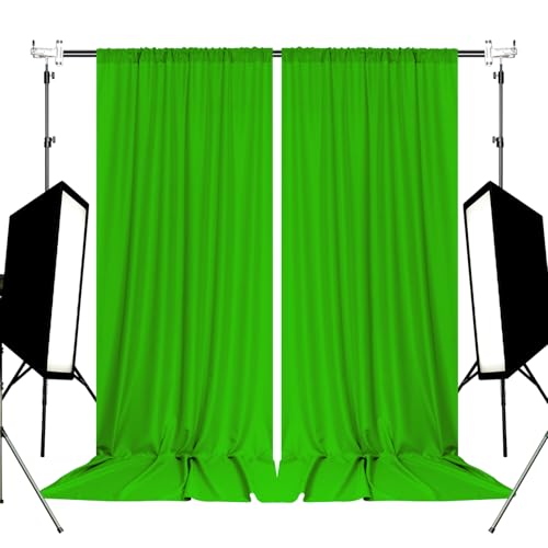 10ft x 8ft Green Screen Backdrop for Photography, High Density Backdrop Curtains, Backdrops for Photoshoot for Photography, Video Calls, Streaming, Gaming, Greenscreen Background, 5ft x 8ft, 2 Panels - color: Green, size: 5ft x 8ft (2 Panels)