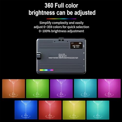 RGB Video Light, Pocket LED On-Camera Video Lights, 3000-9900K 360 Full Color 20 Light Effects, Portable Front & Back Phone Clip for Laptops, Phone and Camera, Vlogging, Photography, TikTok