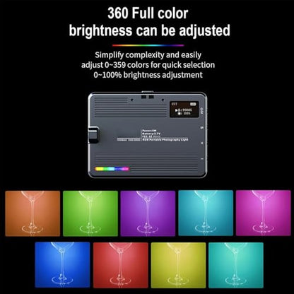 RGB Video Light, Pocket LED On-Camera Video Lights, 3000-9900K 360 Full Color 20 Light Effects, Portable Front & Back Phone Clip for Laptops, Phone and Camera, Vlogging, Photography, TikTok