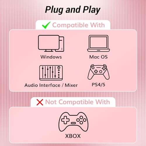 TONOR Dynamic Podcast Microphone, XLR/USB Mic for Recording, Streaming, XLR Cardioid Studio Mic with Quick Mute, 3.5mm Jack, Volume Control, 200 cm/78inch Cable, with Boom Arm, Pink, TD510+