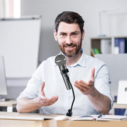 Gooseneck Microphone Stand with Crab Clamp, Flexible Mic Arm, Adjustable Desk Mic Stand with Mic Clip for Recording, Podcast, Lectures, Meetings, Live Streaming & Broadcast Equipment TV Stations
