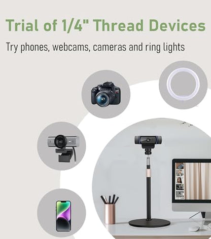 B15 All Metal Webcam Phone Desk Camera Stand 360° Swivel Holder for Webcam C960 C930e C930 C920 C920S C922x C922 Brio 4K C925e C615 and Other 1/4'' Thread Devices