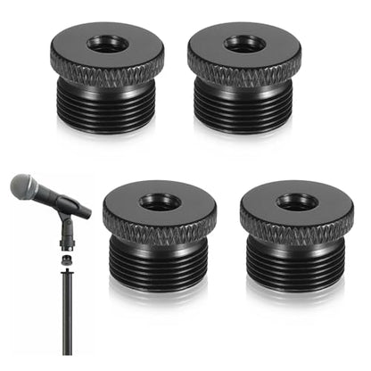 4 Pcs Mic Stand Adapter Microphone Stand Adapter 1/4 Female to 5/8 Male Screw Adapter Thread Tripod Screw Adapter for Microphone Stand Mount to Camera Tripod