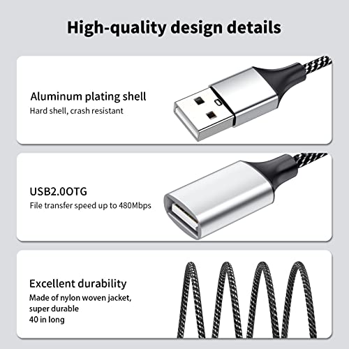 Fidioto USB Splitter, USBA Male to 2 Female USBA Extension Cable, 4Ft Long USB Y Splitter Support Charging and Data Transfer for Printer/USBA Keyboard/Flash Drive/PlayStation/Laptop/LED Etc - style: 1 in 2 out-4ft
